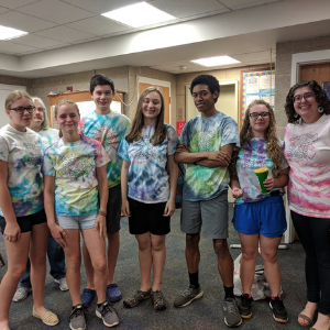 Teens in tie-dye t-shirts